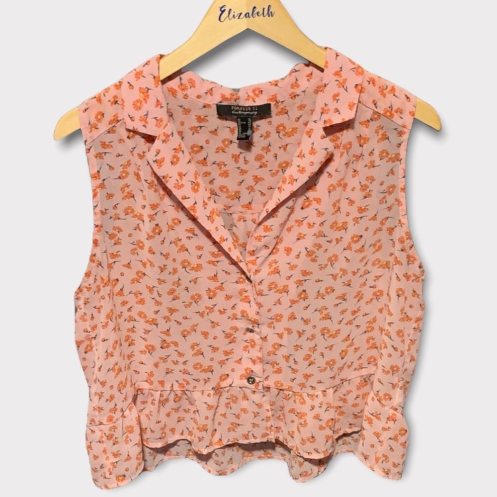 Forever 21 Button Up Floral Blouse Size X-Large